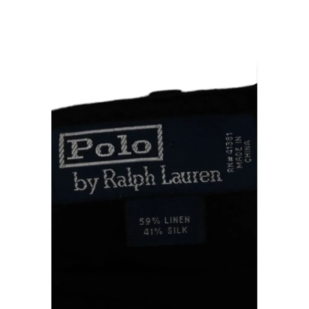 Polo Ralph Lauren Mens Dress Pants Black Linen Blend Solid Button Size 34
